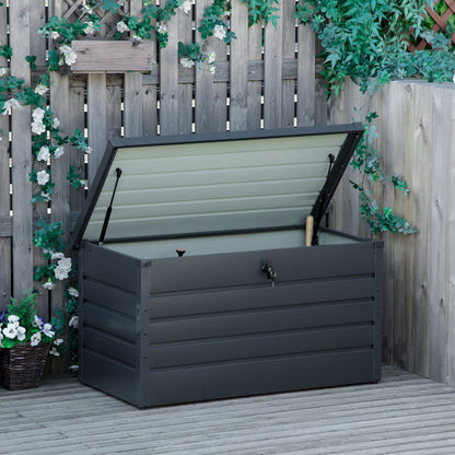 Large Deck Box, Outdoor Storage Container with Lock for Pool Toys, Garden Tools, Furniture and Sports Equipment, Grey at Gallery Canada