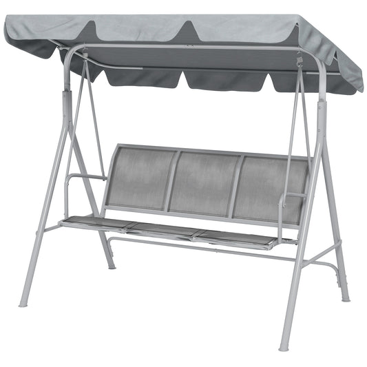 3-Seater Outdoor Swing Chair, Patio Swing, A Frame Porch Swing with Canopy, Garden Hammock Glider Bed, Light Grey at Gallery Canada
