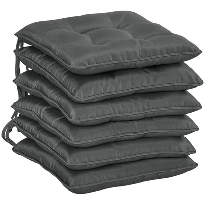 6-Piece Seat Cushion Replacement, Outdoor Patio Chair Cushions Set with Ties, Button Tufted, Charcoal Grey at Gallery Canada