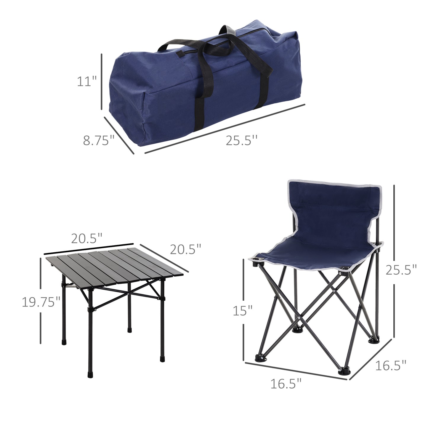Portable Picnic Table with 4 Stools and Carry Bag, Folding Camping Table and Chairs Set w/ Aluminum Roll-up Tabletop for Indoor Outdoor Travel Party BBQ at Gallery Canada