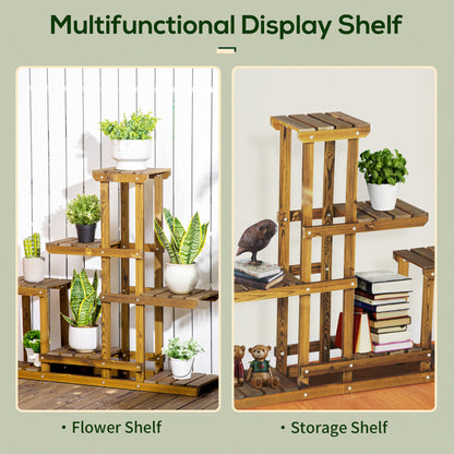 Wood Plant Stand 6 Tier Plant Shelf Rack Multiple Flower Pot Holder for Living Room, Patio Corner, Balcony at Gallery Canada
