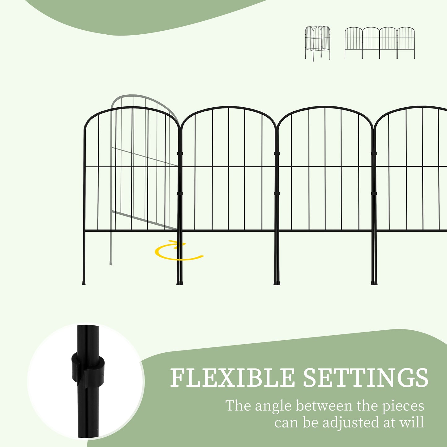 4 Pack Garden Fencing Border, Decorative Fence 4 Panels, Flower Edging Animal Barrier for Outdoor, Patio, Arched, Black at Gallery Canada
