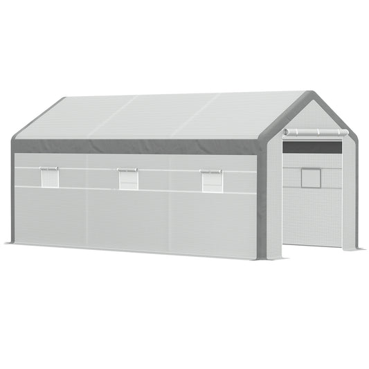 20' x 10' x 9' Walk-in Greenhouse with Roll Up Doors &; 6 Windows Plant Growth Warm House Outdoor, PE Cover, White - Gallery Canada