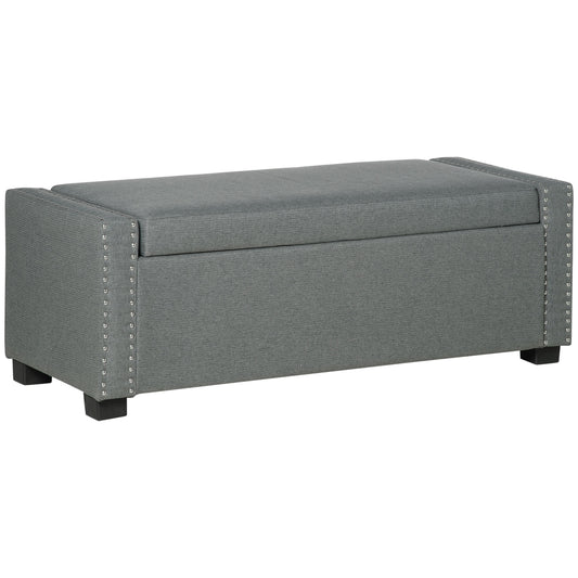 Upholstered Flip Top Storage Bench Fabric Ottoman for Bedroom, Living room, Light Grey - Gallery Canada