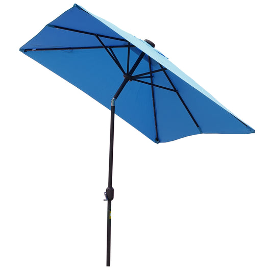 6' x 10' Patio Umbrella with 35 LED Solar Lights and Tilt, Rectangular Outdoor Table Umbrella with Crank, Light Blue at Gallery Canada