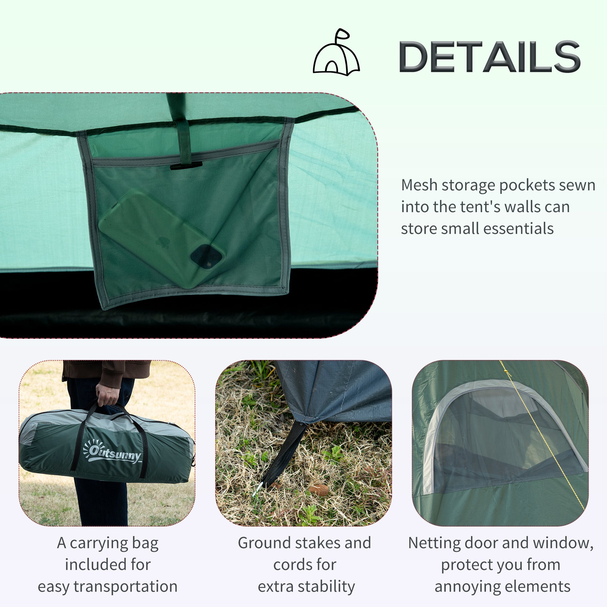 5-6 Person Family Tent, Outdoor Camping Tent with Lighting Hook, Carrying Bag for Camping, Hiking and Travelling, Green at Gallery Canada