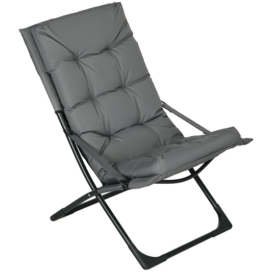 Outdoor Folding Lawn Chair, Foldable Chair with Cushion, Armrest and Steel Frame for Poolside, Deck, Backyard at Gallery Canada