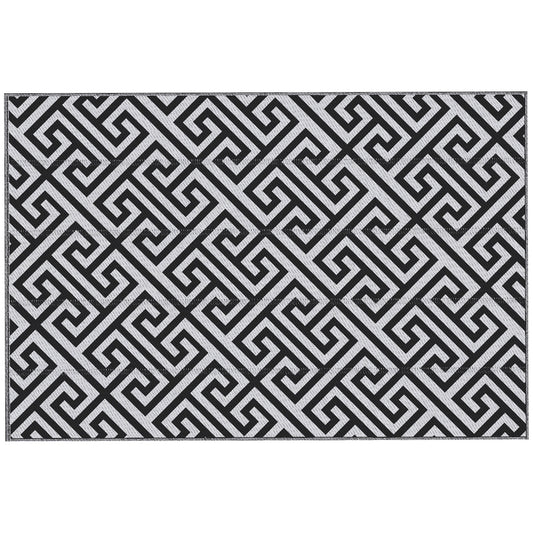 Reversible Outdoor RV Rug, Patio Floor Mat, 6' x 9' Plastic Straw Rug for Backyard, Deck, Beach, Camping, Black &; White - Gallery Canada
