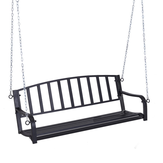 50" Porch Swing Patio Swing Chair Hanging Bench Outdoor Glider Chair with Chain Black - Gallery Canada