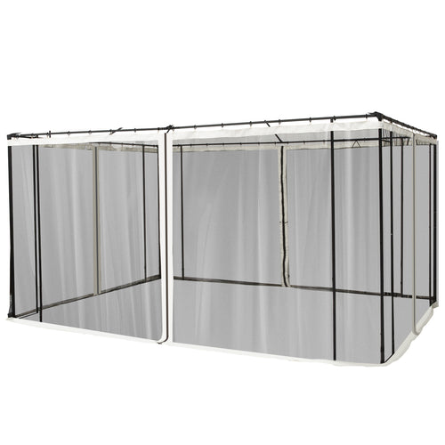 Replacement Mosquito Netting for Gazebo 10' x 13' Black Screen Walls for Canopy with Zippers for Parties and Outdoor Activities - Cream White