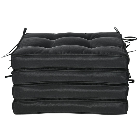 Replacement Cushions for Rattan Furniture, 4 Piece Outdoor Seat Cushion Pad for Patio Set, Black - Gallery Canada