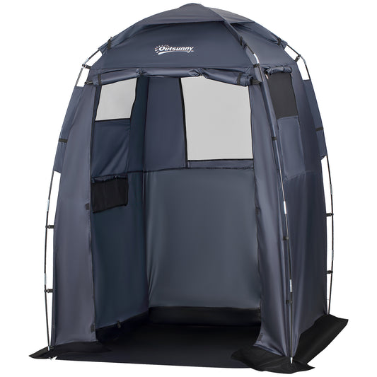 60" x 60" x 82" Shower Tent Extra Wide Changing Room Privacy Portable Camping Shelters with Windows &; Floor Mat, Dark Blue - Gallery Canada
