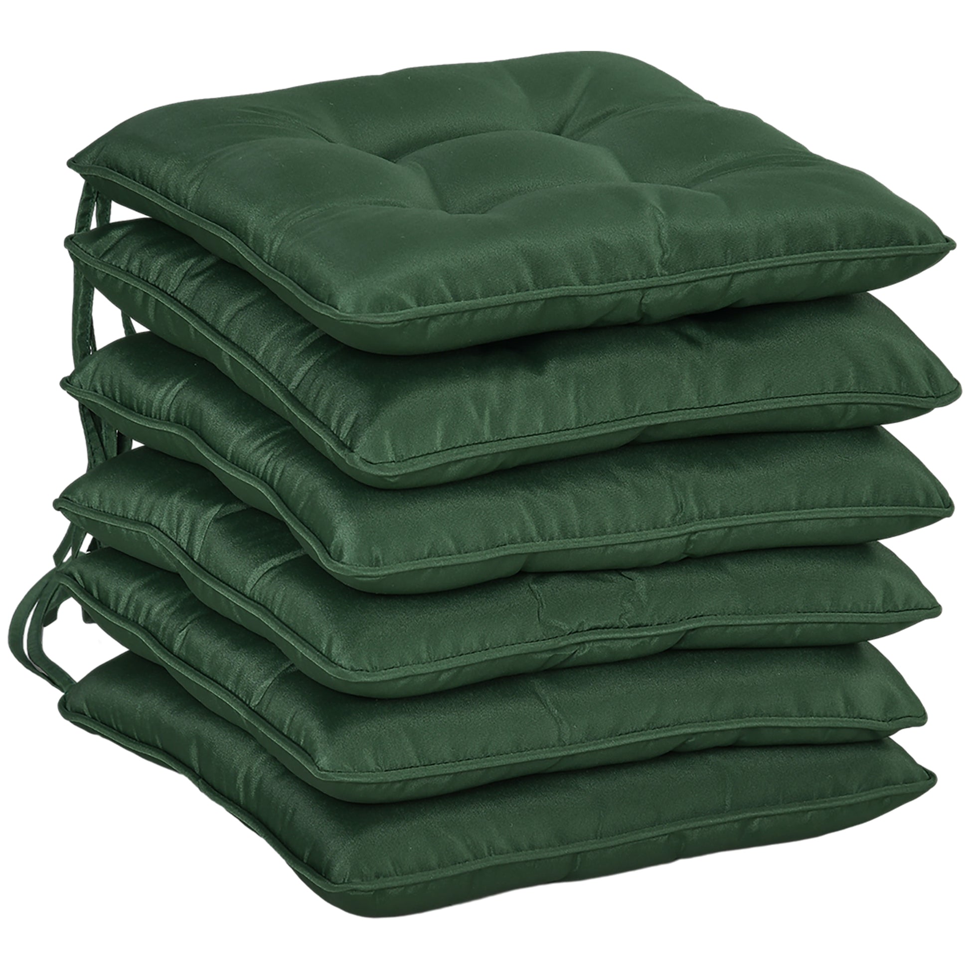 6-Piece Seat Cushion Replacement, Outdoor Patio Chair Cushions Set with Ties, Button Tufted, Dark Green at Gallery Canada