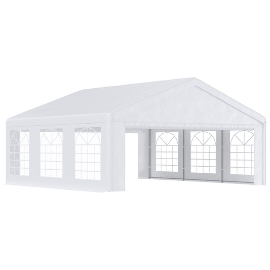 20' x 20' Heavy Duty Party Tent, Carport Garage Canopy, Patio Gazebo Canopy with Removable Sidewall, White - Gallery Canada