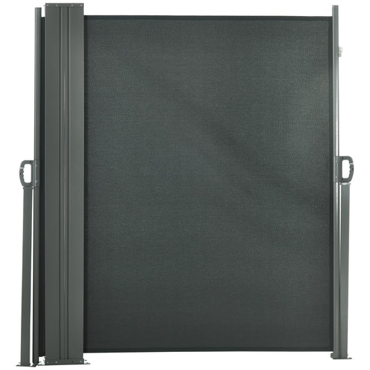 236" x 71" Outdoor Privacy Wall, Double Retractable Side Awning, Patio Screen for Garden, Balcony, Grey - Gallery Canada