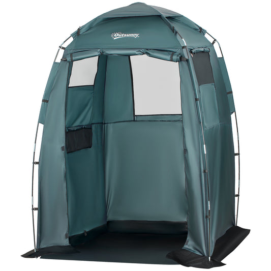 60" x 60" x 82" Shower Tent Extra Wide Changing Room Privacy Portable Camping Shelters with Windows &; Floor Mat, Green - Gallery Canada