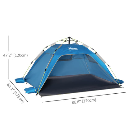Pop Up Beach Tent for 1-2 Person, Partable Instant Sun Shelter with 2 Mesh Windows, 2 Doors, Carrying Bag, Sky Blue at Gallery Canada
