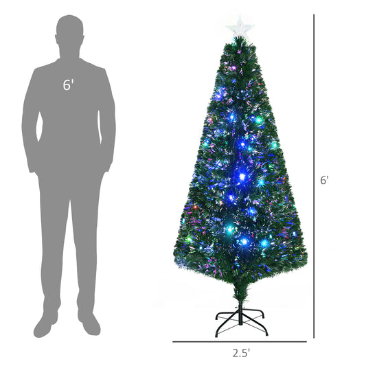 6FT Pre-lit LED Artificial Christmas Tree Scattered Holiday Décor with Stand, Green at Gallery Canada