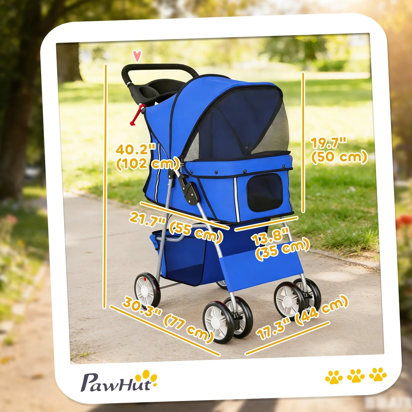 Foldable Pet Stroller, 360° Swivel Wheels, Reflective Strips, Blue Dog Bike Trailers & Strollers at Gallery Canada