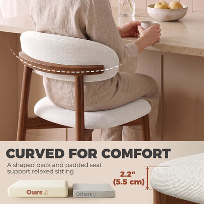 Bar Stools Set Of 2, Cream White, Curved Back Counter Height