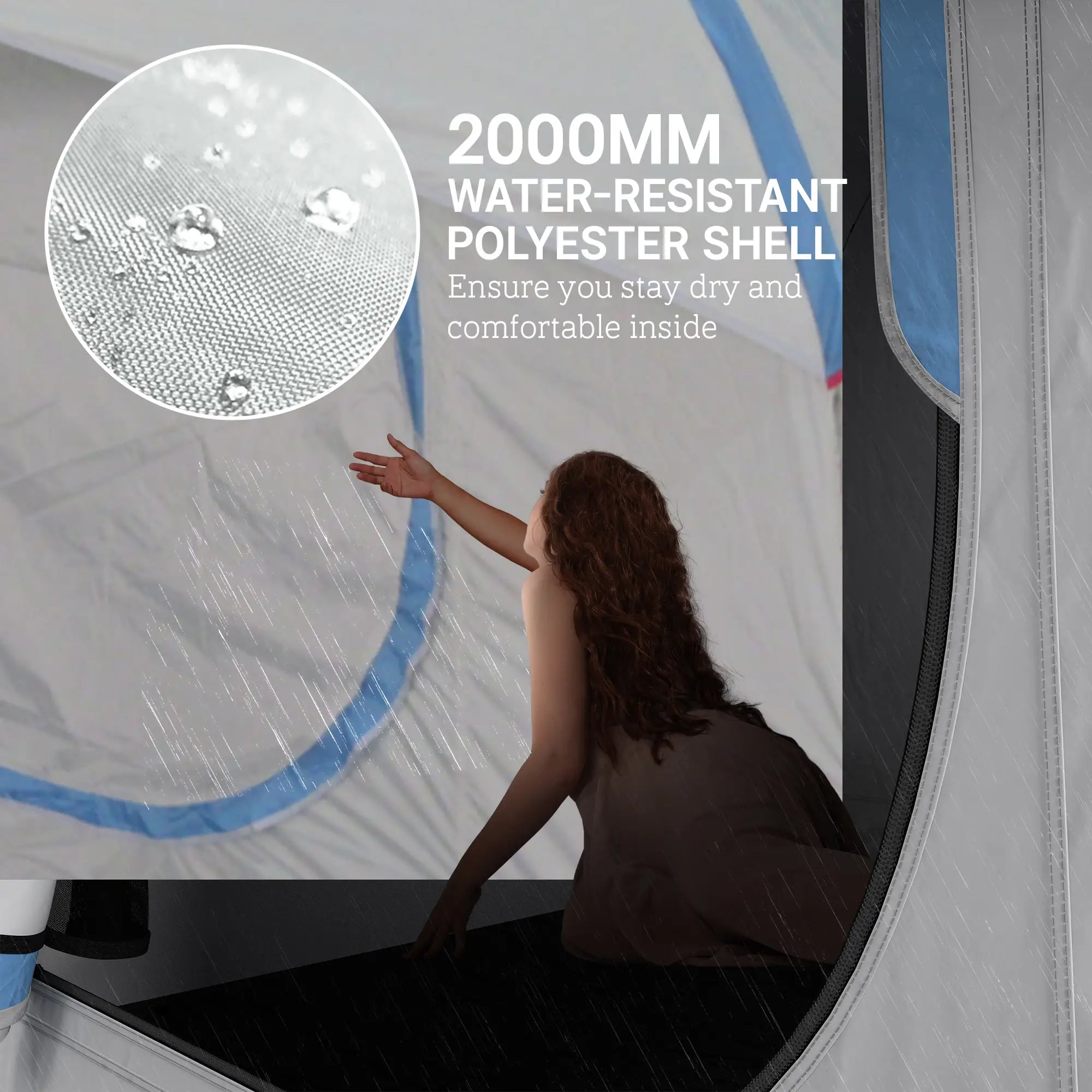 2000mm Waterproof SUV Tent, 3 Doors, Mesh Window, Grey, Blue Camping Tents at Gallery Canada
