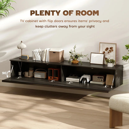 Wall Mounted TV Stand, Floating Cabinet With Storage, For TVs Up To 70", Black