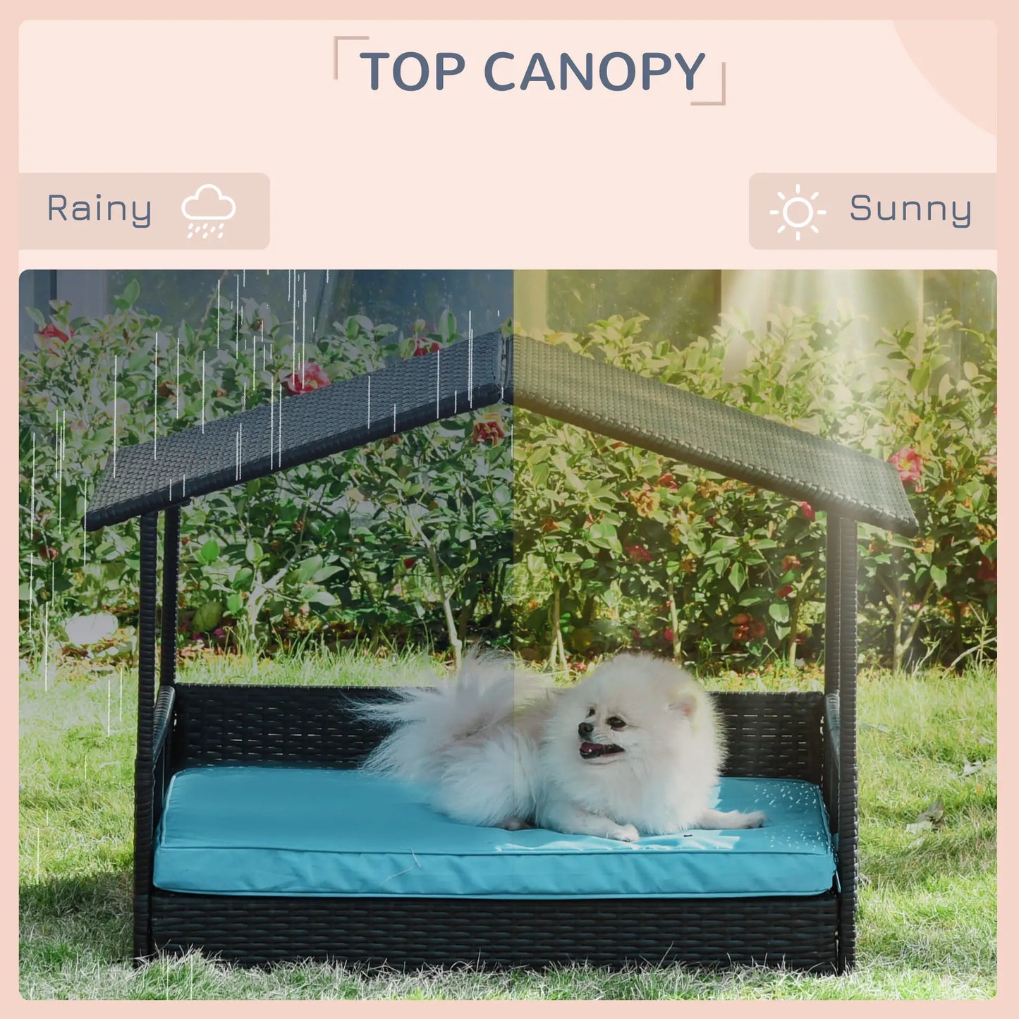 Wicker Pet House Dog Bed, Indoor Outdoor Rattan Furniture with Cushion Houses, Kennels & Pens at Gallery Canada