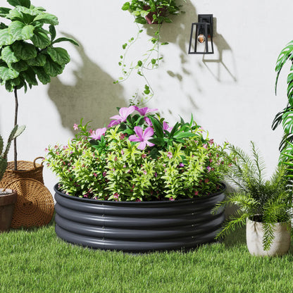 Galvanized Raised Flower Bed, 4 x 4 x 1.5 ft, Dark Grey Raised Garden Beds at Gallery Canada