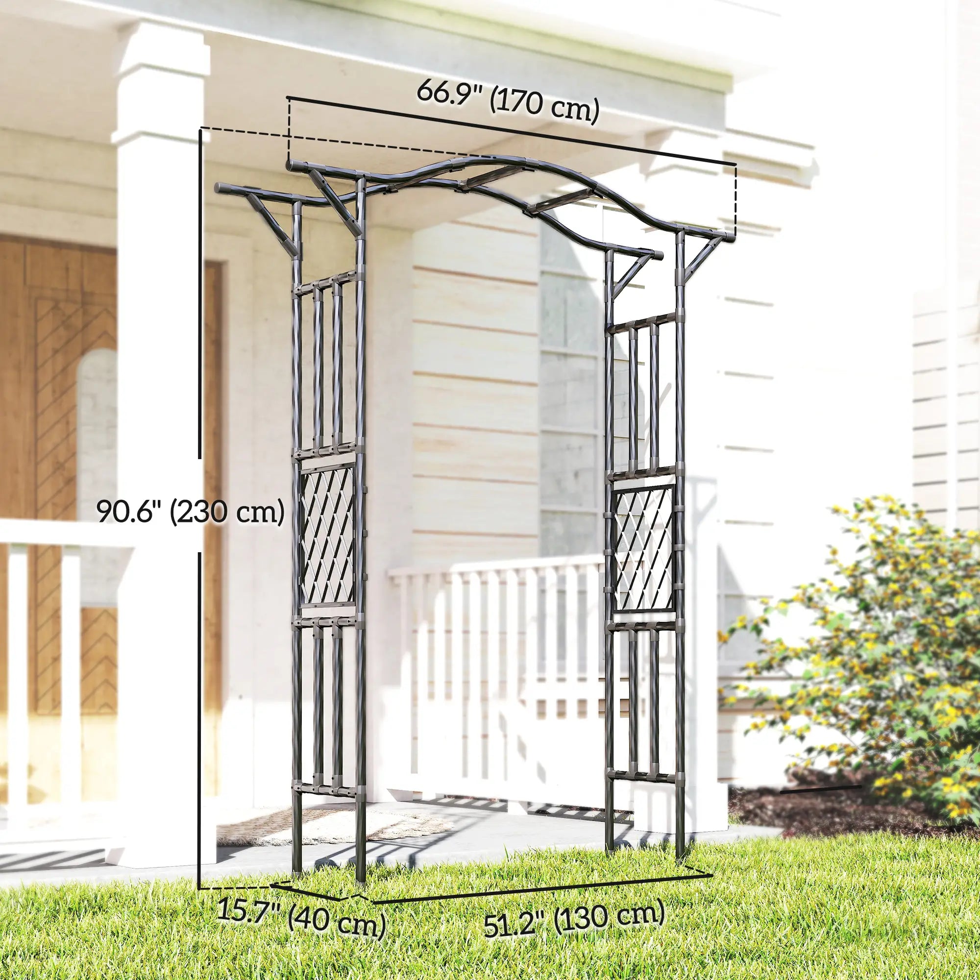Garden Arch Trellis Arbor With Extended Top, 66.9