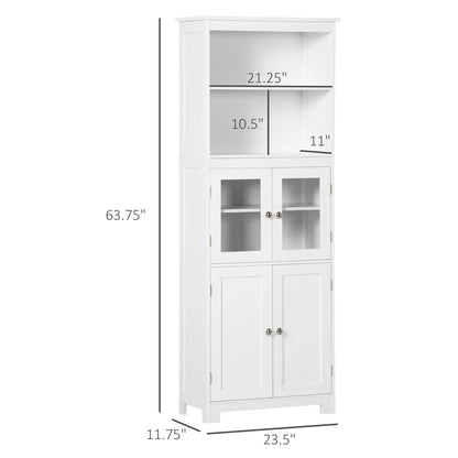 63" Small Buffet with Hutch, 4-Door Kitchen Pantry, Adjustable Shelf, White Kitchen Pantry Cabinets at Gallery Canada