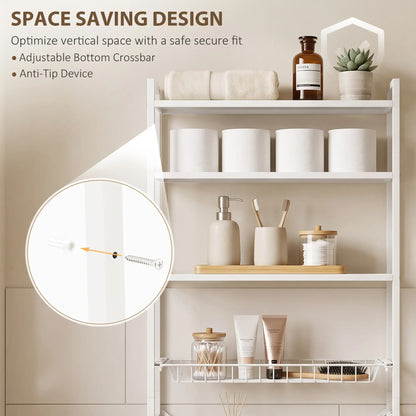 3-Tier Over-the-Toilet Storage Shelf, Adjustable Shelves, White