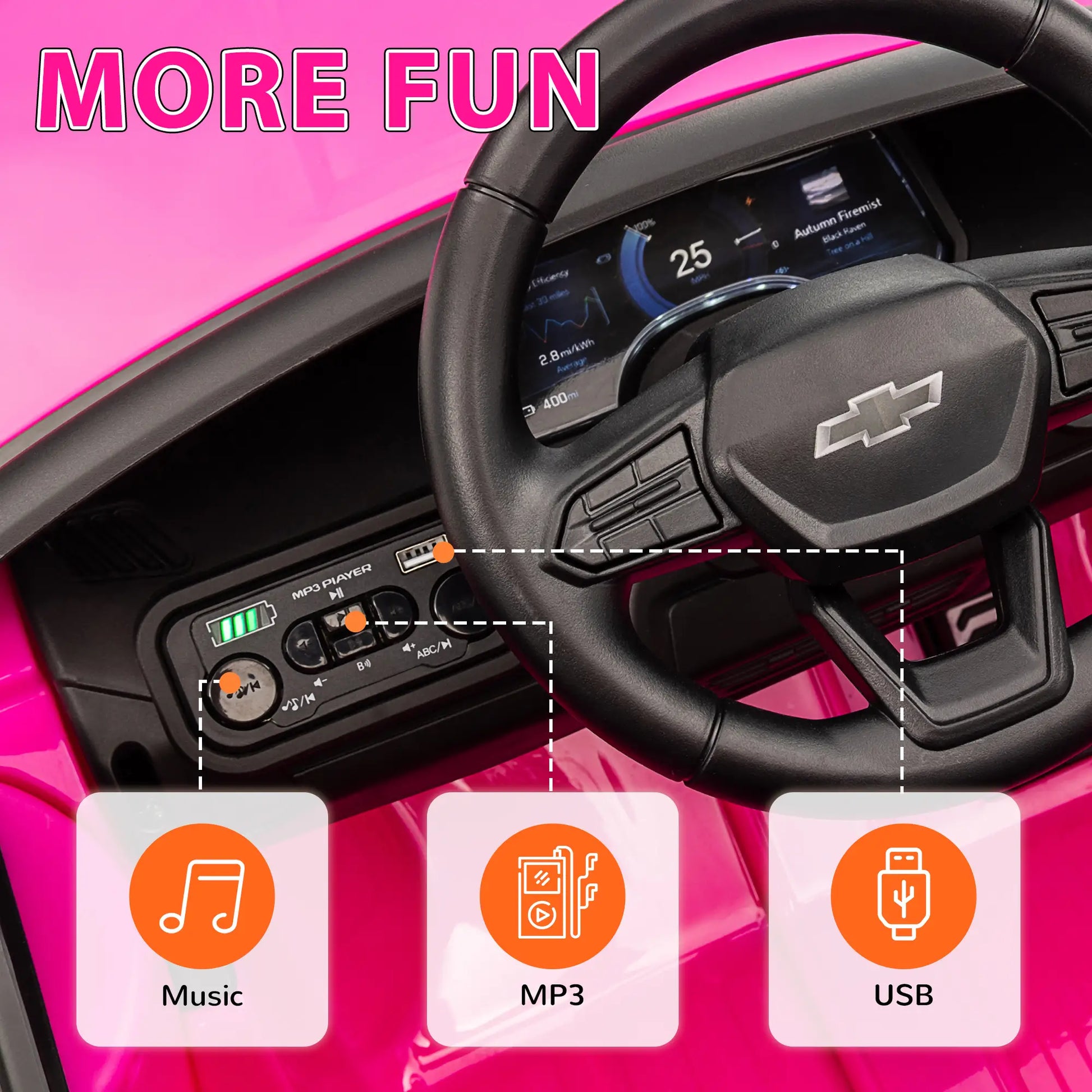 12V Chevrolet Silverado EV RST Licensed Kids Car, Pink Electric Toy Cars at Gallery Canada