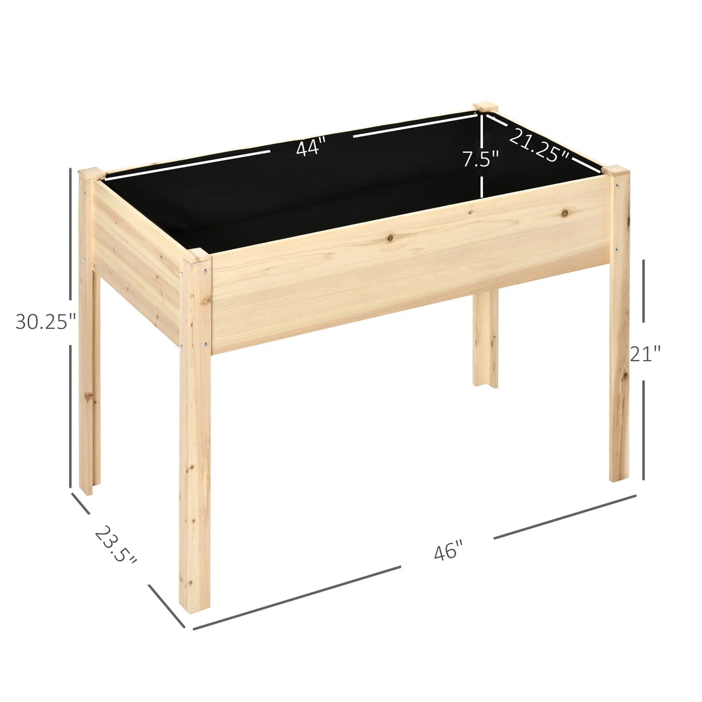 46'' x 24'' Raised Garden Bed, Wooden Elevated Planter Box, Non-Woven Liner Elevated Garden Beds at Gallery Canada