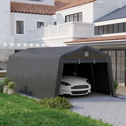 11' x 20' Portable Garage, Heavy Duty Carport Canopy, Dark Grey Car Shelters at Gallery Canada