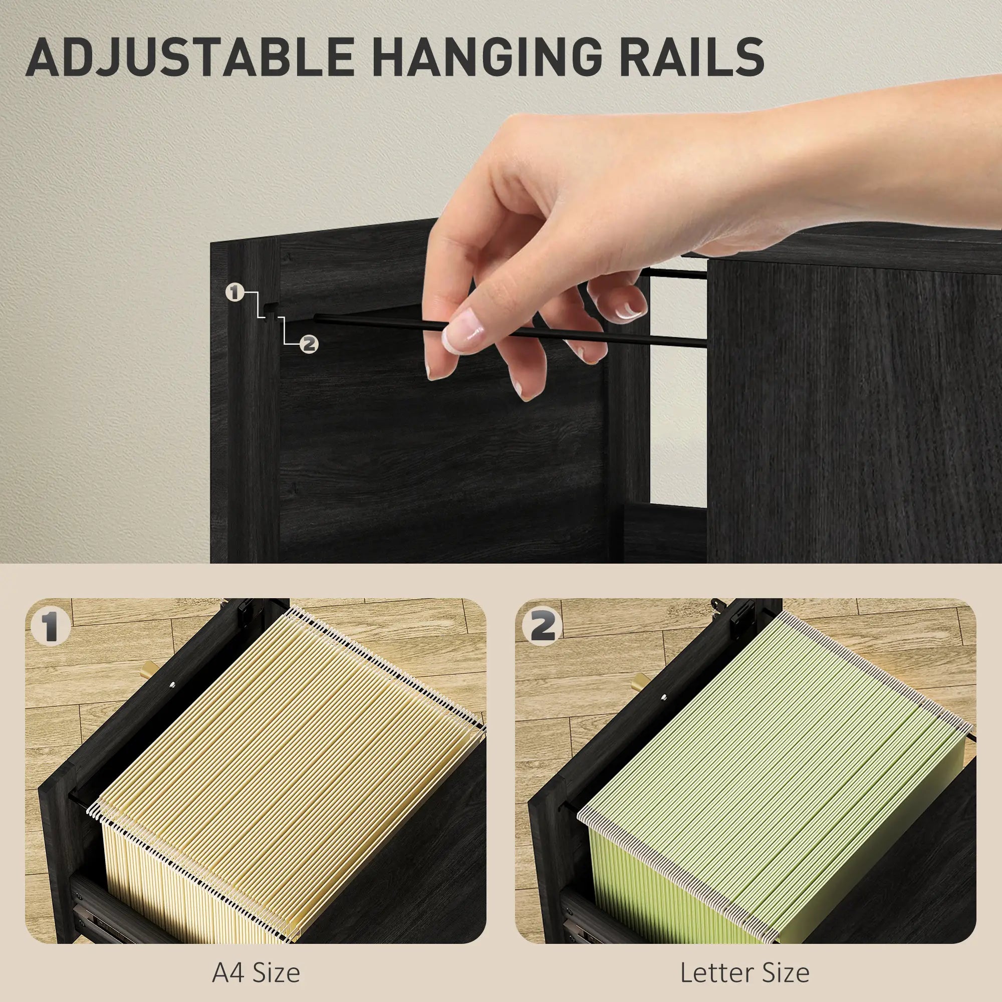 4 Drawer Filing Cabinet with Lock, Boho Style, A4 Letter Size, Black Office Cabinets & Cupboards at Gallery Canada