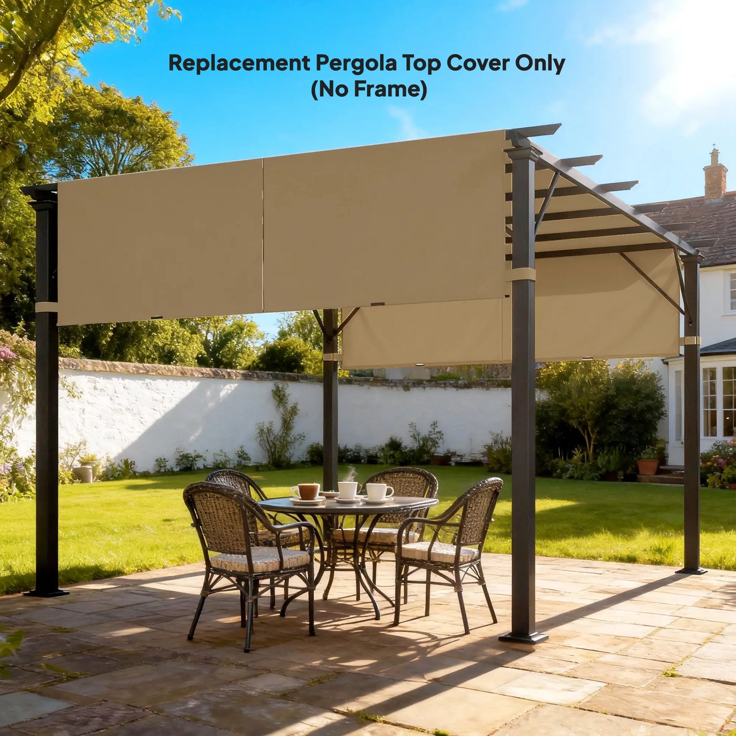 2 Pcs UV Protection Pergola Replacement Canopy, 10' x 10', Sand Gazebo Canopy Replacement at Gallery Canada
