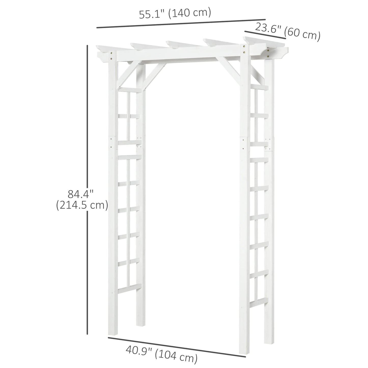 85" Wooden Garden Arbour, Outdoor Arch Trellis for Vines, White Garden Arches at Gallery Canada