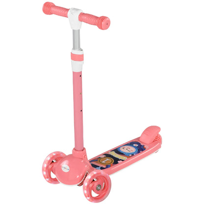 3 Wheel Kids Scooter, Adjustable Height, Rear-Fender Brake, LED Light, Pink Scooters Pink at Gallery Canada