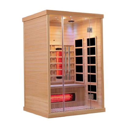 Venetian 2-Person Full Spectrum Indoor Premium Canadian Hemlock Low EMF Sauna 10 Heaters Chromotherapy Reflexology Saunas at Gallery Canada