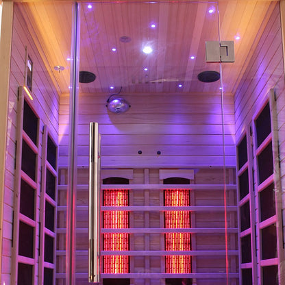 Venetian 2-Person Full Spectrum Indoor Premium Canadian Hemlock Low EMF Sauna 10 Heaters Chromotherapy Reflexology Saunas at Gallery Canada