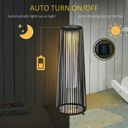 Wicker Solar Floor Lamp, Auto On/Off LED, IP44, Black Solar Post Lamps at Gallery Canada