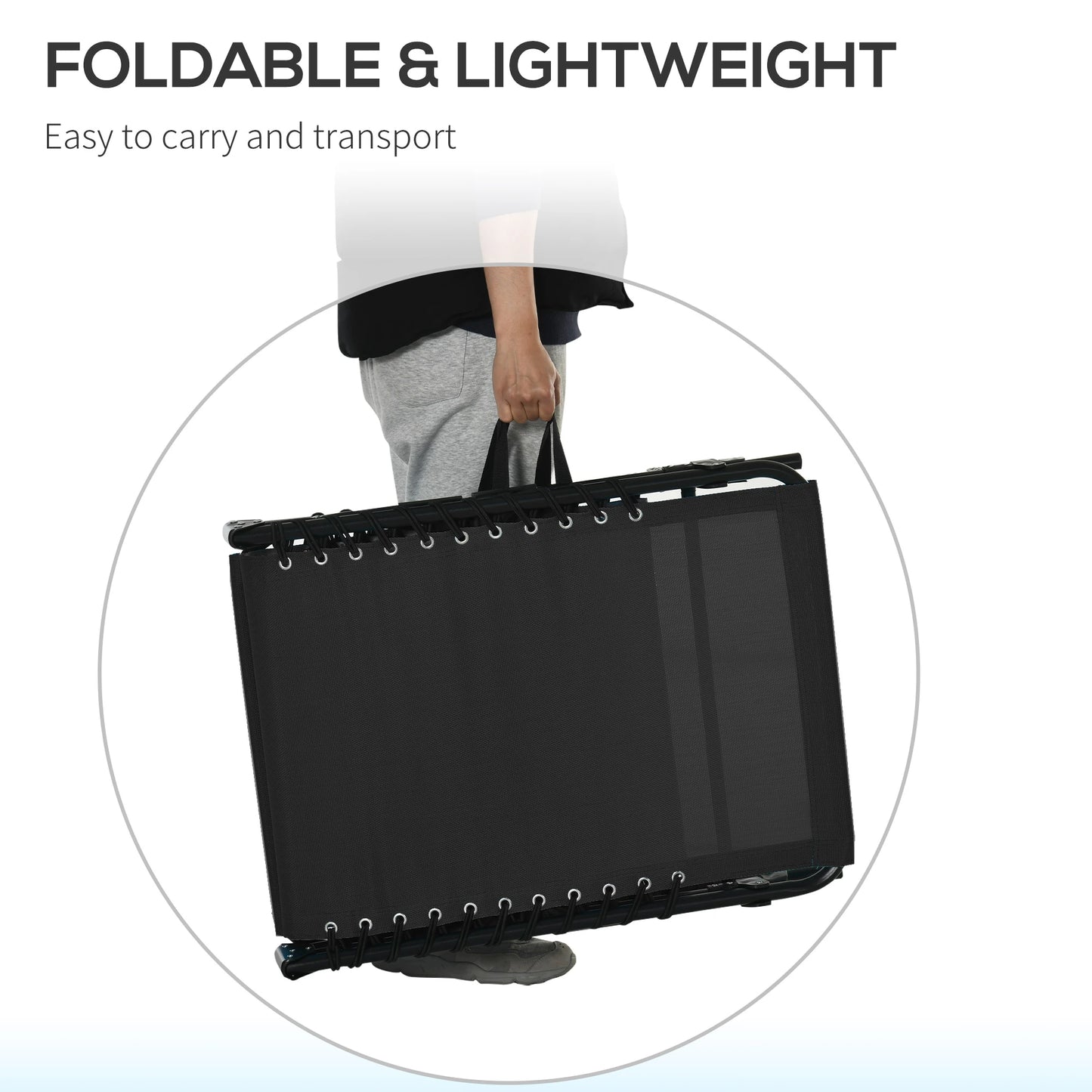 Outdoor Folding Lounge Chair, 4-Level Adjustable, Black Lounger Chairs at Gallery Canada