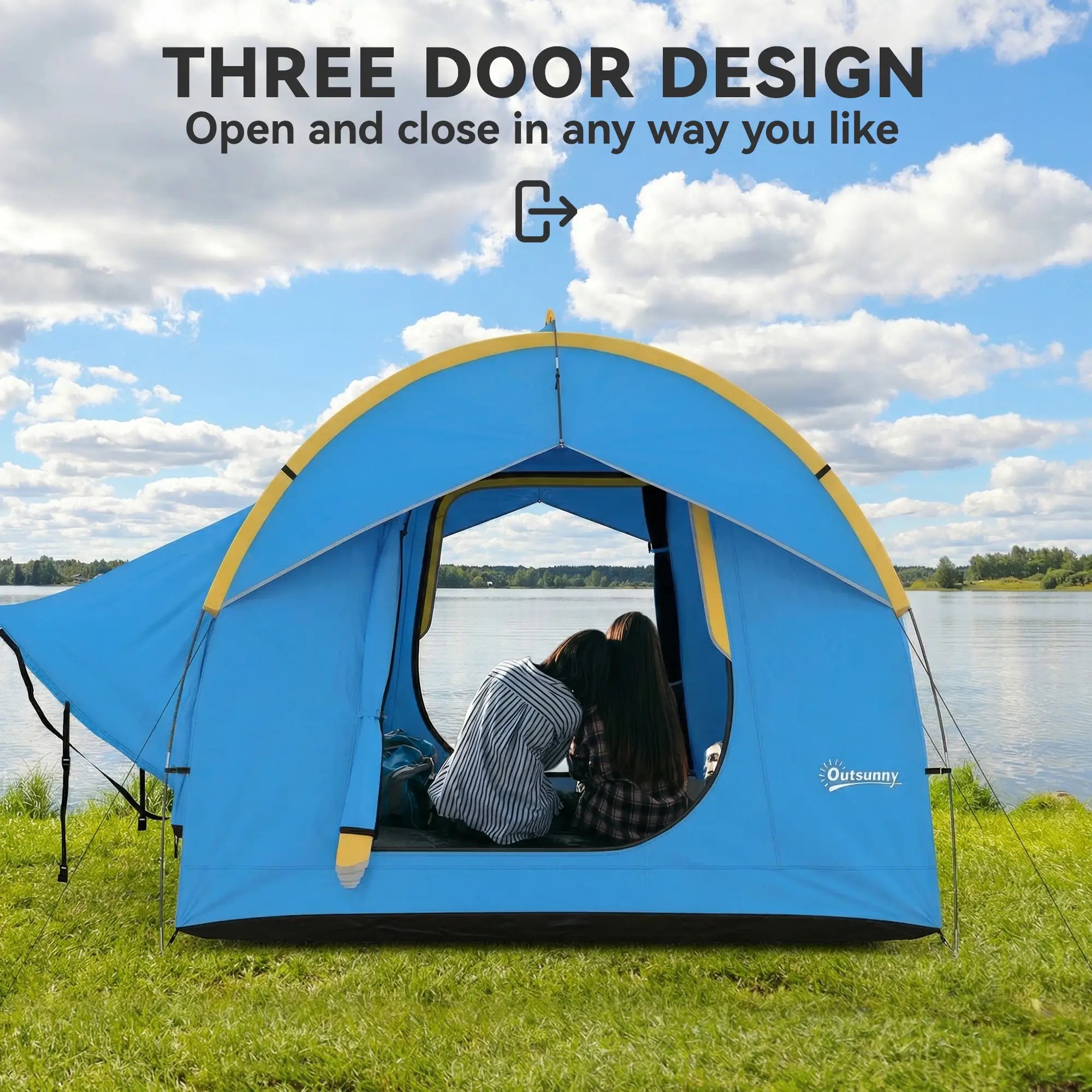 3000mm Waterproof SUV Tent, Car Tent with 3 Doors and Mesh Window, for 5-6 Person Camping Travel, Blue and Orange Camping Tents at Gallery Canada