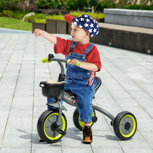 Toddler Tricycle for 2-5 Year Olds, Adjustable Seat, Basket, Bell, Black