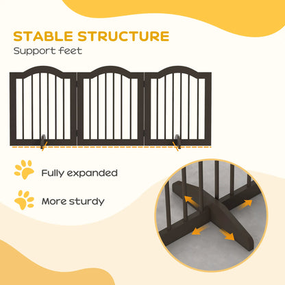 24 Inch Freestanding Pet Gate, 2 Support Feet, Coffee Pet Gates at Gallery Canada