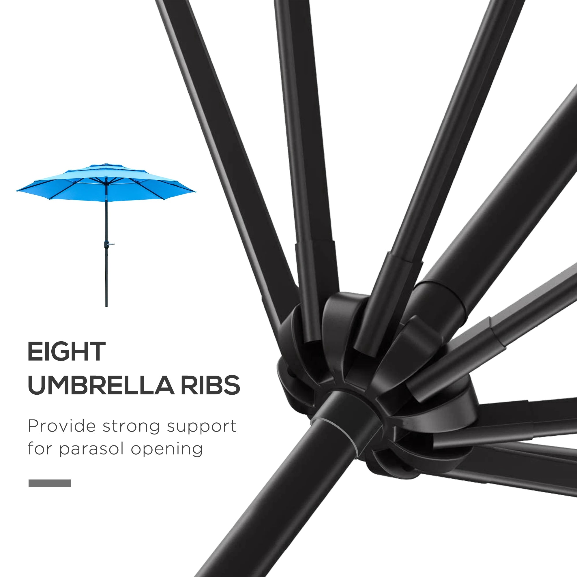 9FT 3 Tiers Patio Umbrella, Crank Push Button Tilt, Sky Blue Sun Umbrellas at Gallery Canada