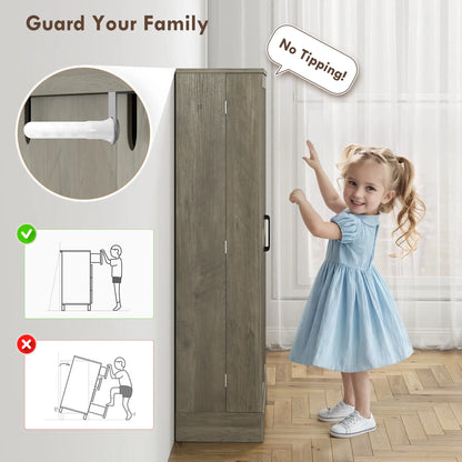 50" Pantry Storage Cabinet, Farmhouse Style, Adjustable Shelves, Distressed Grey, Grey Kitchen Pantry Cabinets at Gallery Canada