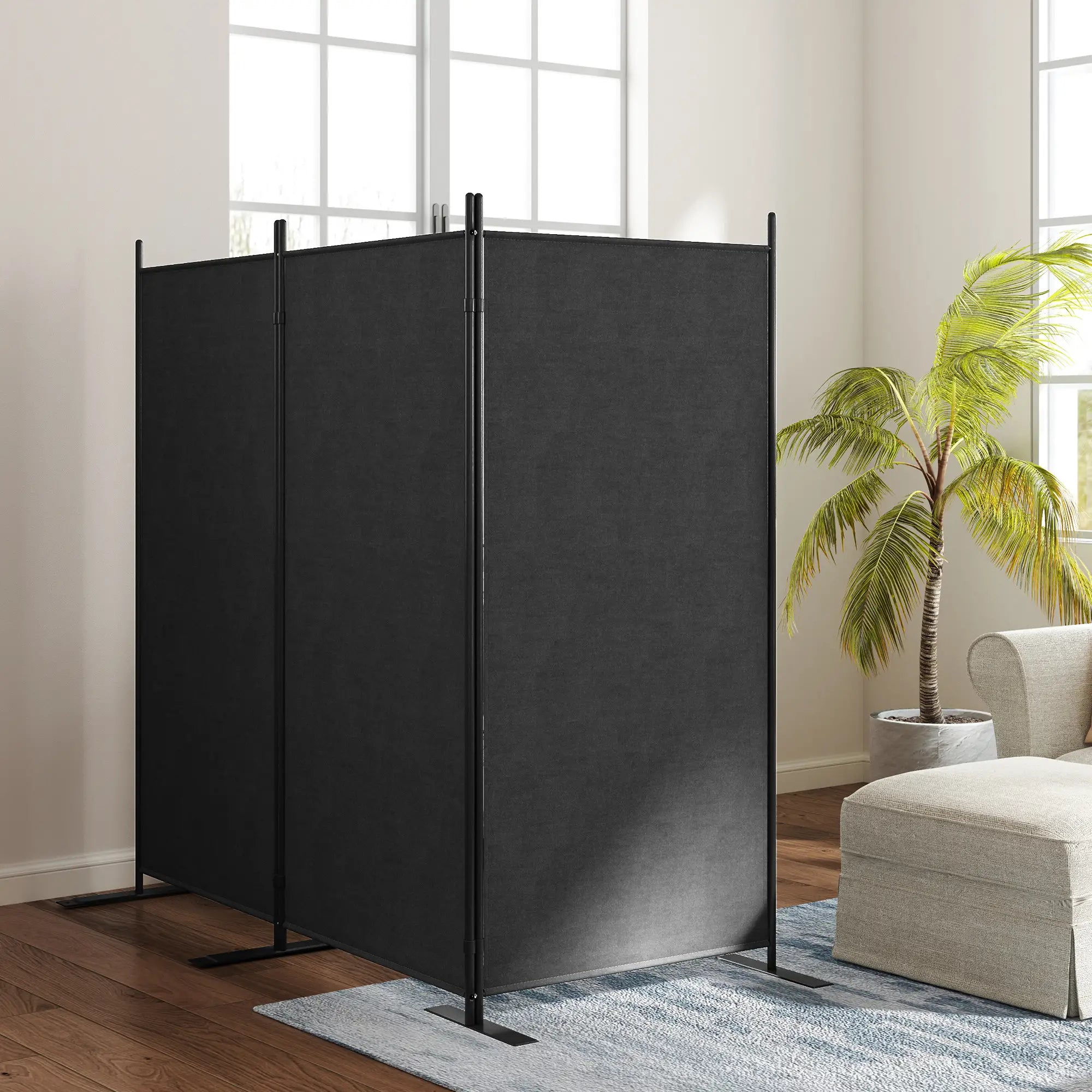 3 Panel Folding Privacy Screen, 5.8FT Tall, UV30+ Protection, Dark Grey Side Awnings at Gallery Canada