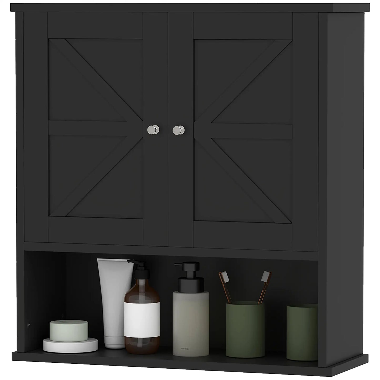 Farmhouse Bathroom Medicine Cabinet, Barn Doors, Adjustable Shelf, Black Bathroom Cabinets at Gallery Canada
