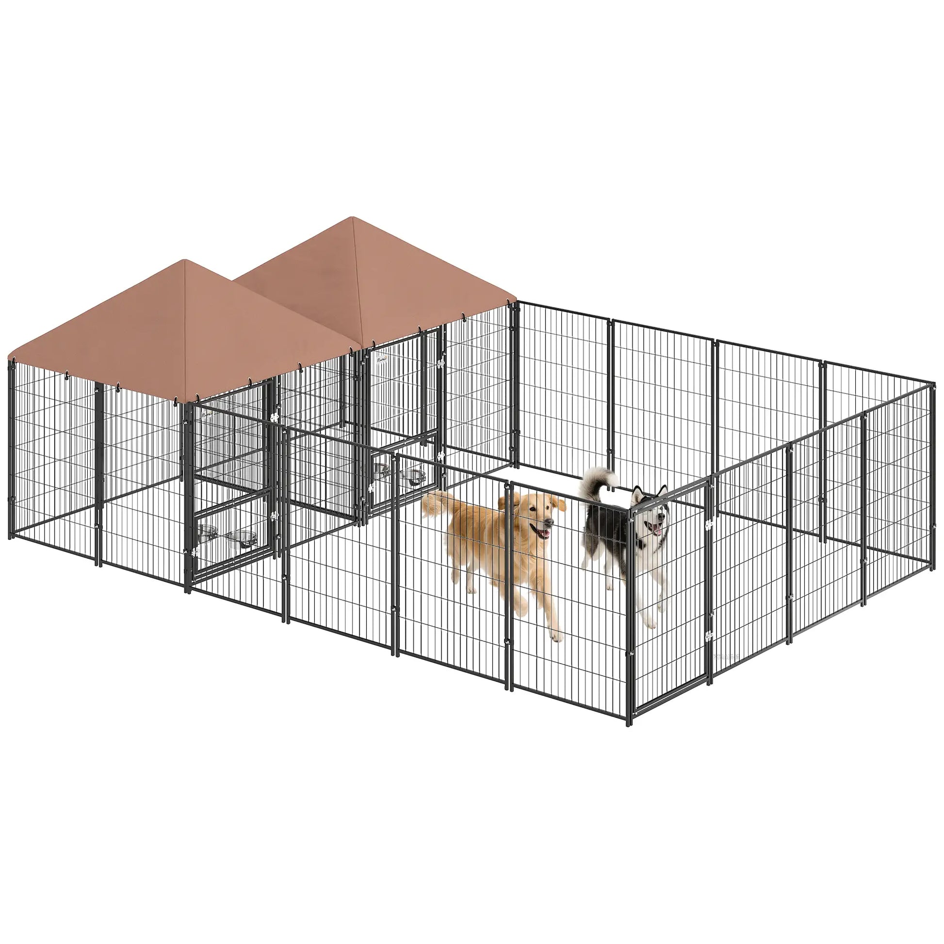 Large Outdoor Dog Kennel, 2 Rooms, Rotating Bowls, 13.5' x 9.4' x 5.1' Houses, Kennels & Pens at Gallery Canada